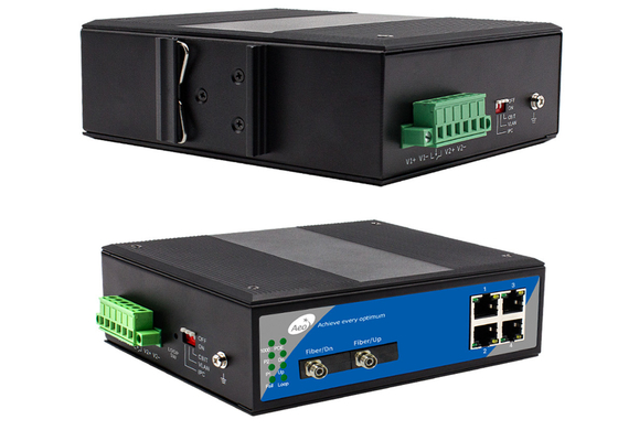 Przemysłowy przełącznik kaskadowy 100KM Ethernet z 2 portami światłowodowymi i 4 portami Ethernet