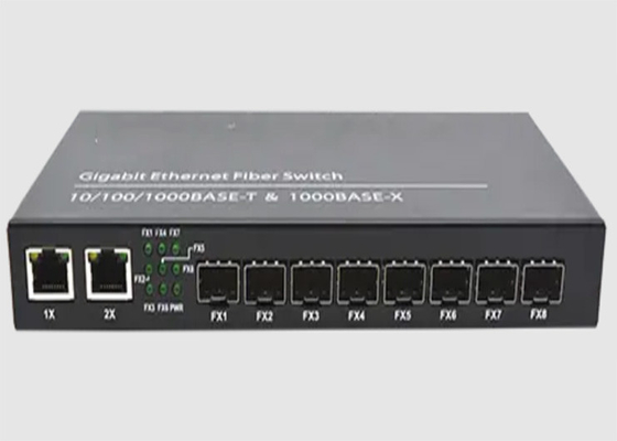 2 porty Ethernet 10/100/1000TX Przełącznik światłowodowy Ethernet 8 portów 1000FX SFP