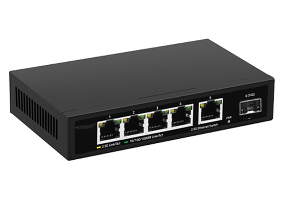 Przełącznik światłowodowy DC12V Ethernet 5-portowy przełącznik 2,5 G z łączem 10G SFP + Uplink
