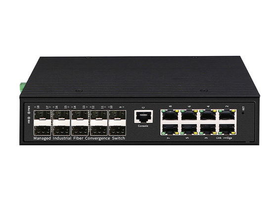 Przemysłowy przełącznik światłowodowy RJ45 Ethernet 8 10/100/1000Base-TX 10 1000M SFP