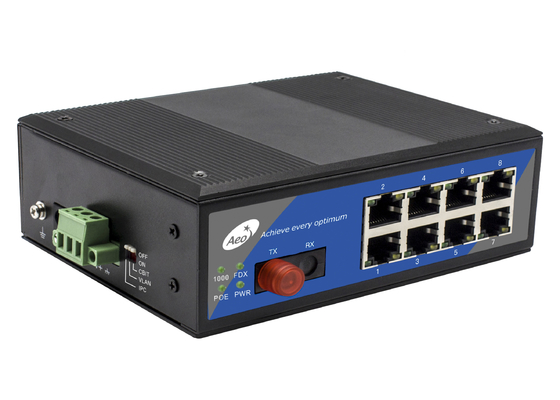 10/100/1000Mbps POE Fiber Switch 0-100km z 1 portem światłowodowym i 8 portami POE Ethernet