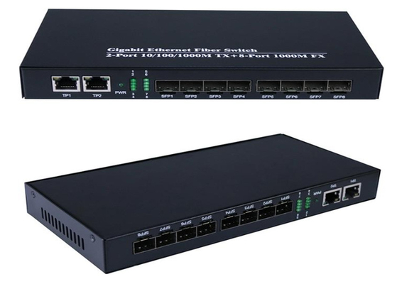 Gigabit Ethernet Fiber Switch 1.25Gbps 8 portów SFP Fiber i 2 porty RJ45