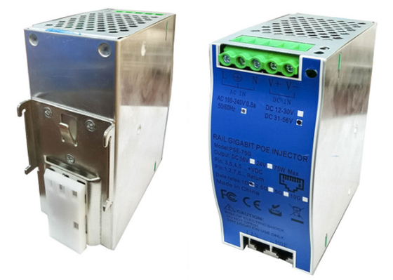DIN-Rail Industrial 10G 90W 802.3bt PoE++ wtryskiwacz z podwójnym wejściem zasilania AC+DC