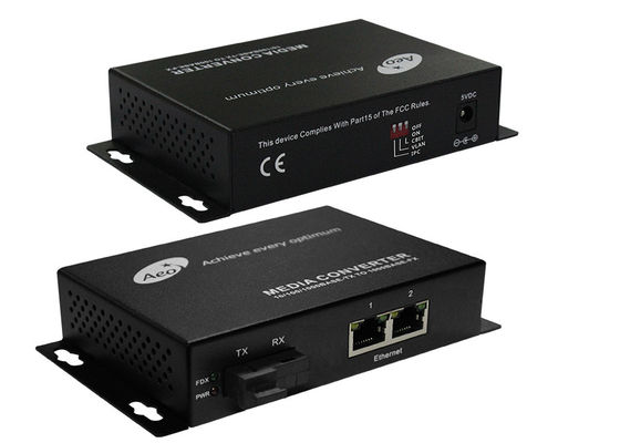 Komercyjny konwerter mediów z dwoma portami Ethernet, jednomodowy konwerter światłowodowy