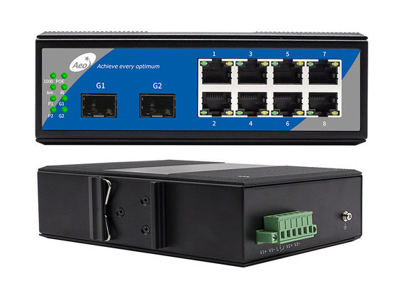 8-portowy przełącznik Gigabit Ethernet z zarządzanym SFP 1310/1550nm 2 portami SFP i 8 portami Ethernet POE