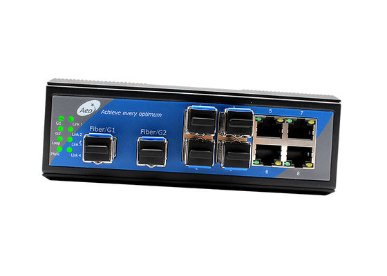 Przemysłowy przełącznik SFP z szyną prowadzącą 2 Gigabit SFP i 4 porty 10 / 100Mbps Ethernet i 4 porty 10 / 100Mbps SFP