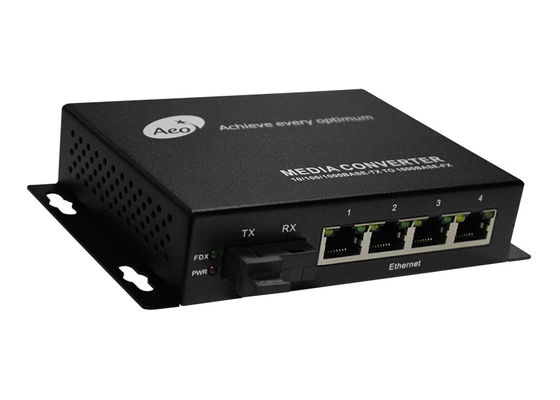 Konwerter mediów IP30 Fiber na Ethernet 4 Ethernet z 1 portem światłowodowym