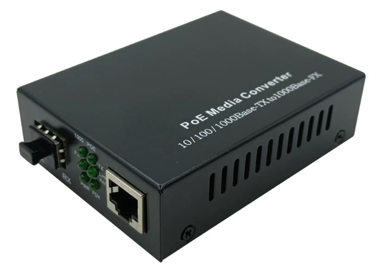 Konwerter światłowodowy 10/100/1000 Mb/s SFP POE z 1 portem PoE i 1 gniazdem SFP