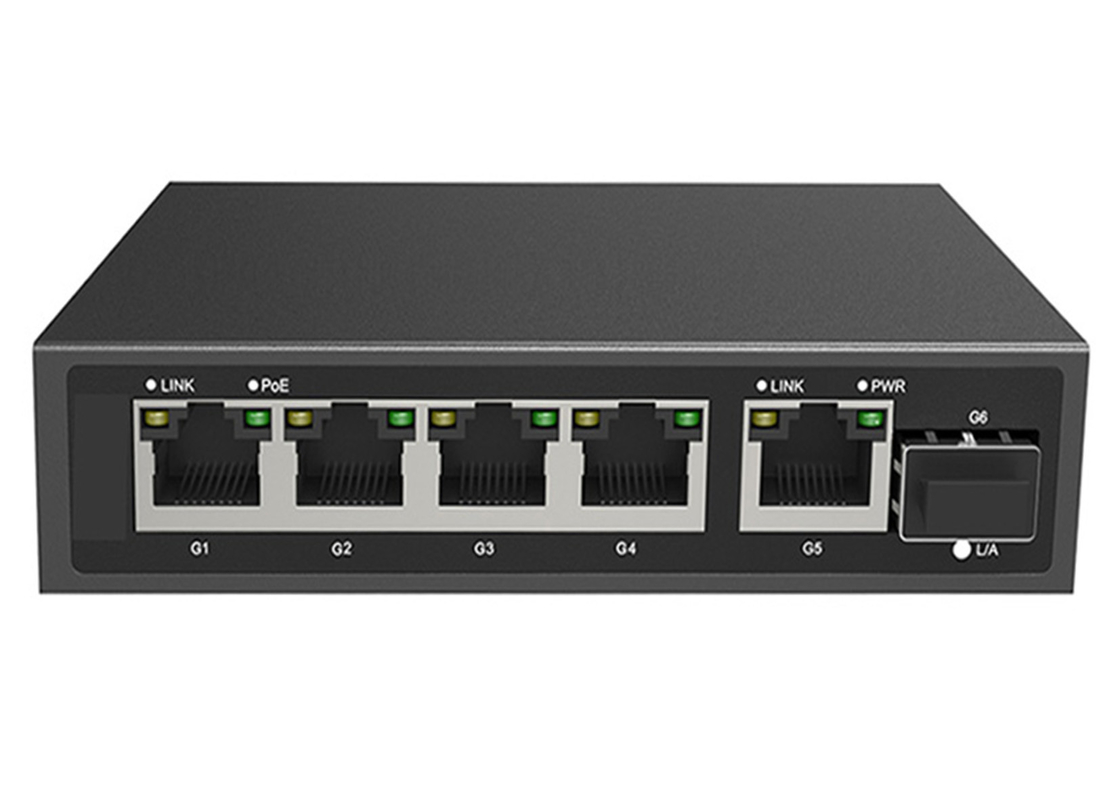 Pełny gigabitowy przełącznik światłowodowy PoE 5x10/100/1000M RJ45 1x1000M port Uplink SFP