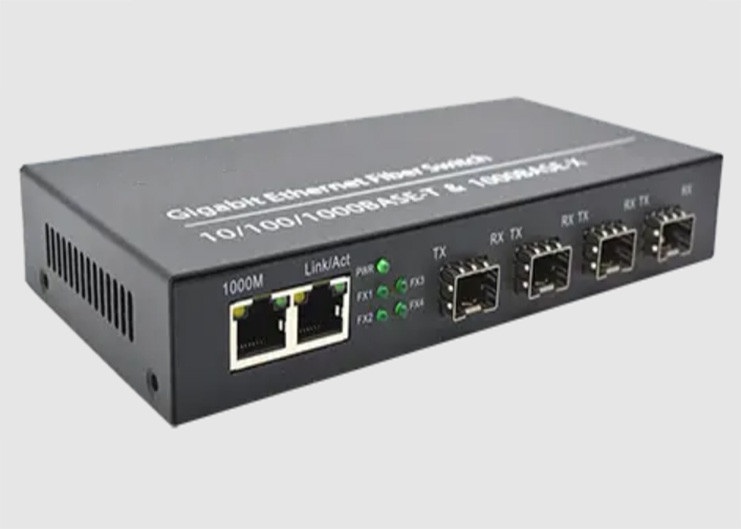 Przełącznik światłowodowy 850nm Ethernet z 2 portami 10/100/1000TX Ethernet + 4 porty 1000FX SFP