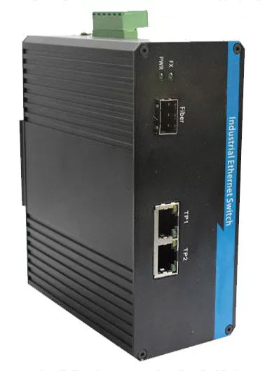 Przemysłowy przełącznik światłowodowy Ethernet 1 port 100BASE SFP + 2 port 10 / 100BASE-T