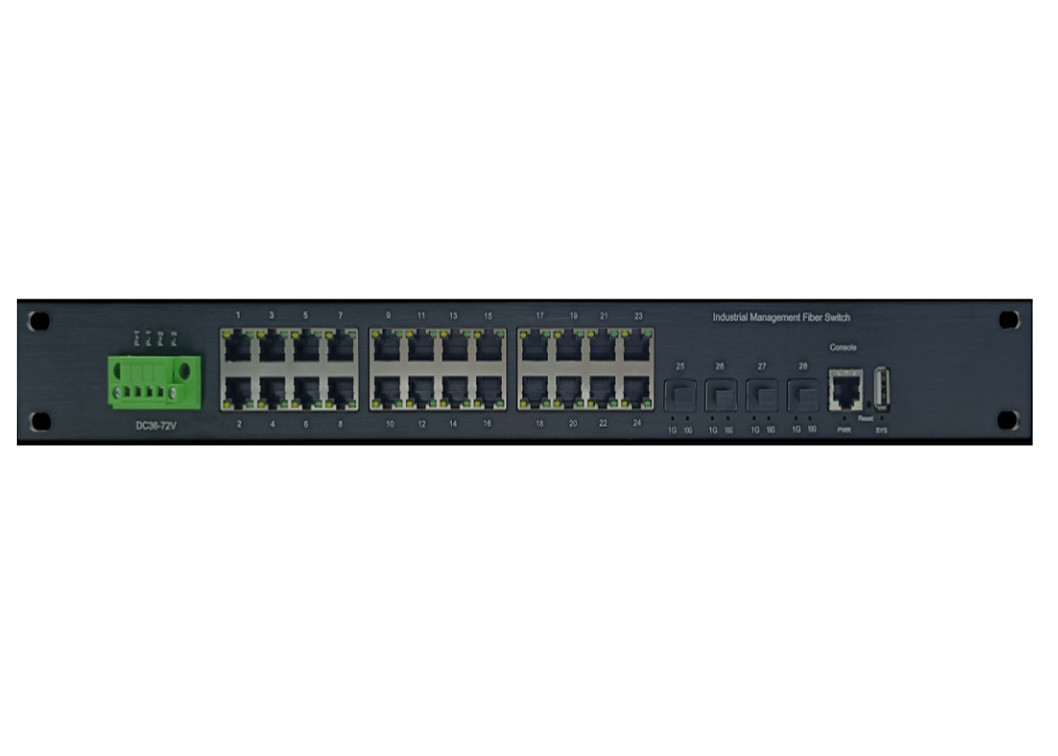 Zarządzany przełącznik Ethernet przemysłowy z 24 portami 10/100/1000Base-T(X) i 4 portami 10G SFP+