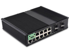 12-port zarządzany przełącznik Ethernet przemysłowy z 8 portami 10/100/1000Base-T (((X) oraz 4 portami 10G SFP Slot+1 portem konsoli