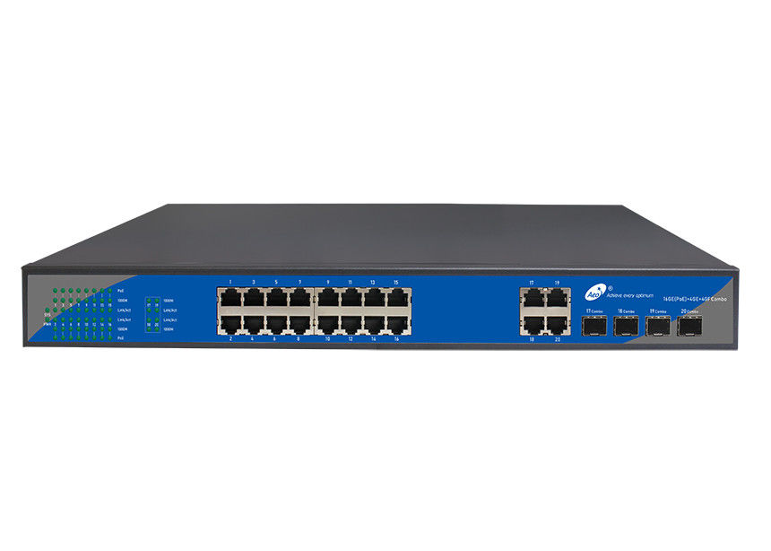 10/100/1000M 16+4+4 Przełącznik POE Przełącznik SFP Ethernet z 4 portami Combo