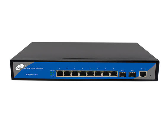 8-portowy zarządzalny przełącznik Gigabit IP30, 8 portów POE, 2 gniazda SFP